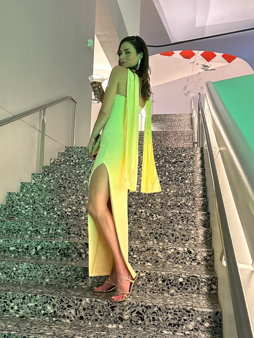 Alice + Olivia Strapless Yellow Gown with Neck Scarf- brand new